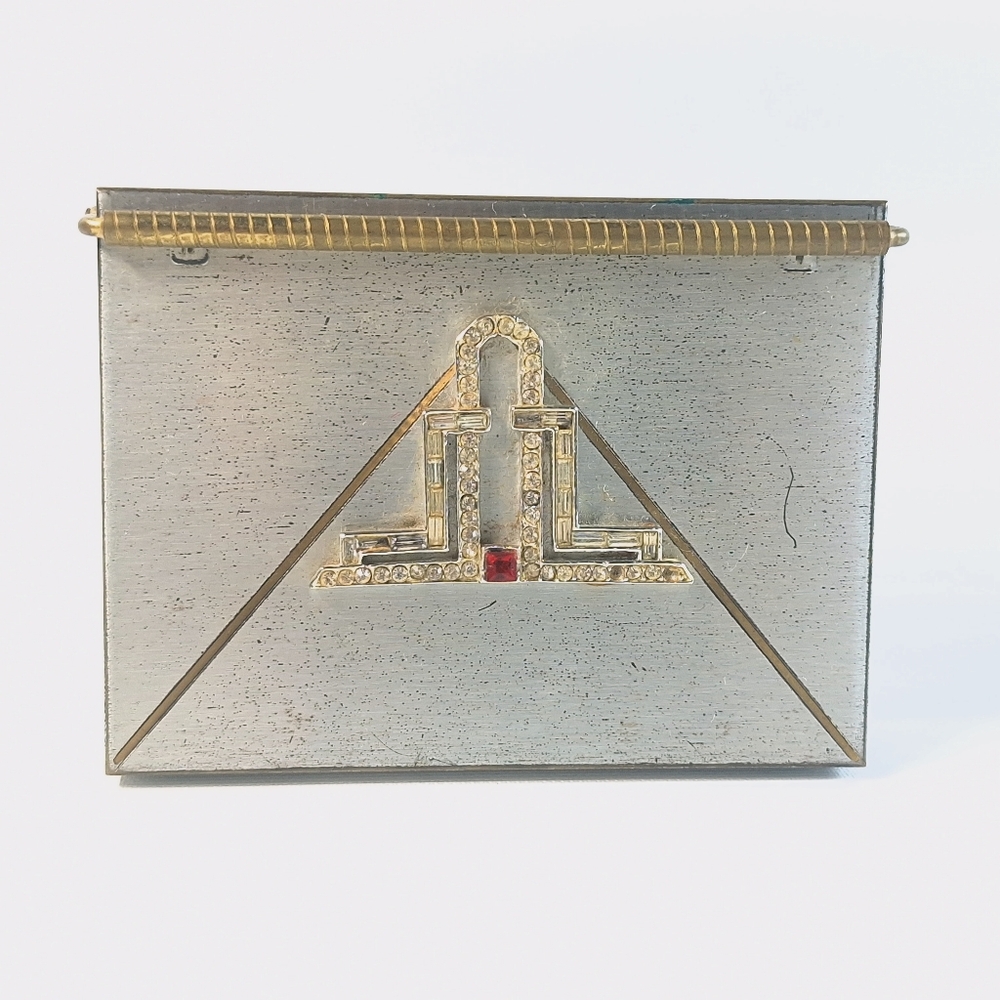 1940's Art Deco Compact Purse, Vintage Volupte' Powder Lipstick Purse, Luxe Gift